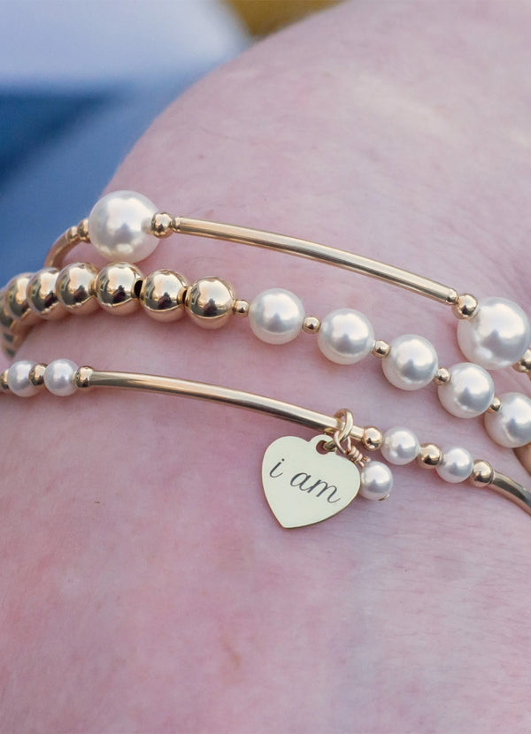 Blessing Bracelet Gold and White Pearl Intentional Bracelet