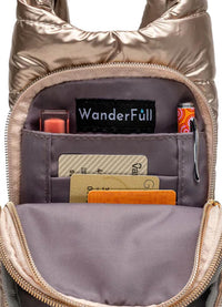 WanderFull Gold Shiny HydroBag with Striped Strap