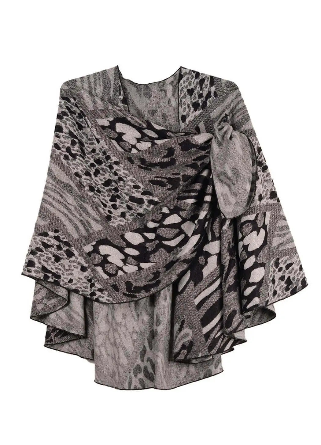 Rapti Fashion Reversible Cashmere Buckle Shawl - Grey Mix