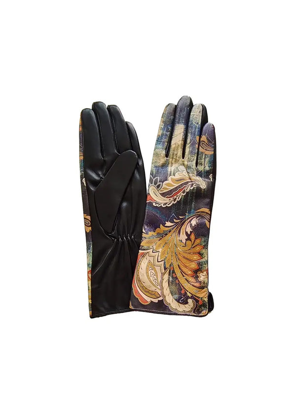 Dupatta Design Sheepskin Leather Printed Gloves