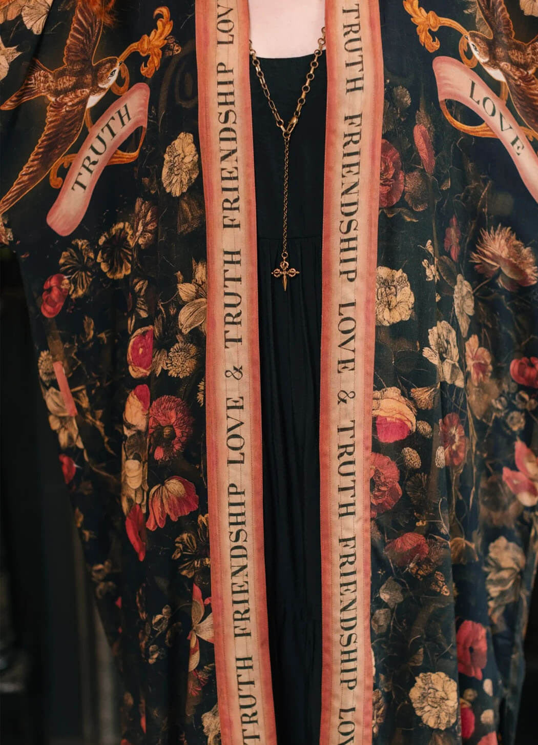 Market of Stars Heart of Gold Opera Duster Kimono Robe With Sacred Heart