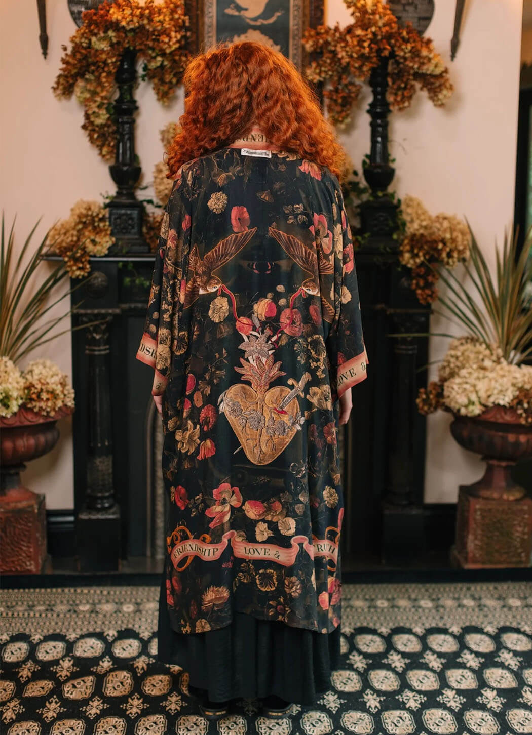 Market of Stars Heart of Gold Opera Duster Kimono Robe With Sacred Heart