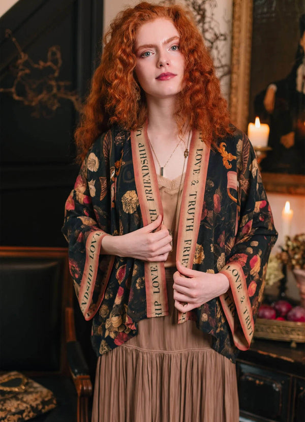 Market of Stars Heart of Gold Pixie Duster Crop Kimono With Sacred Heart