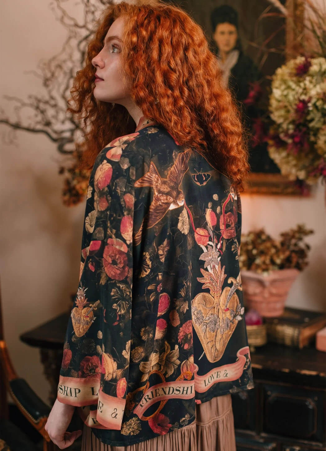 Market of Stars Heart of Gold Pixie Duster Crop Kimono With Sacred Heart