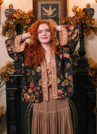 Market of Stars Heart of Gold Pixie Duster Crop Kimono With Sacred Heart