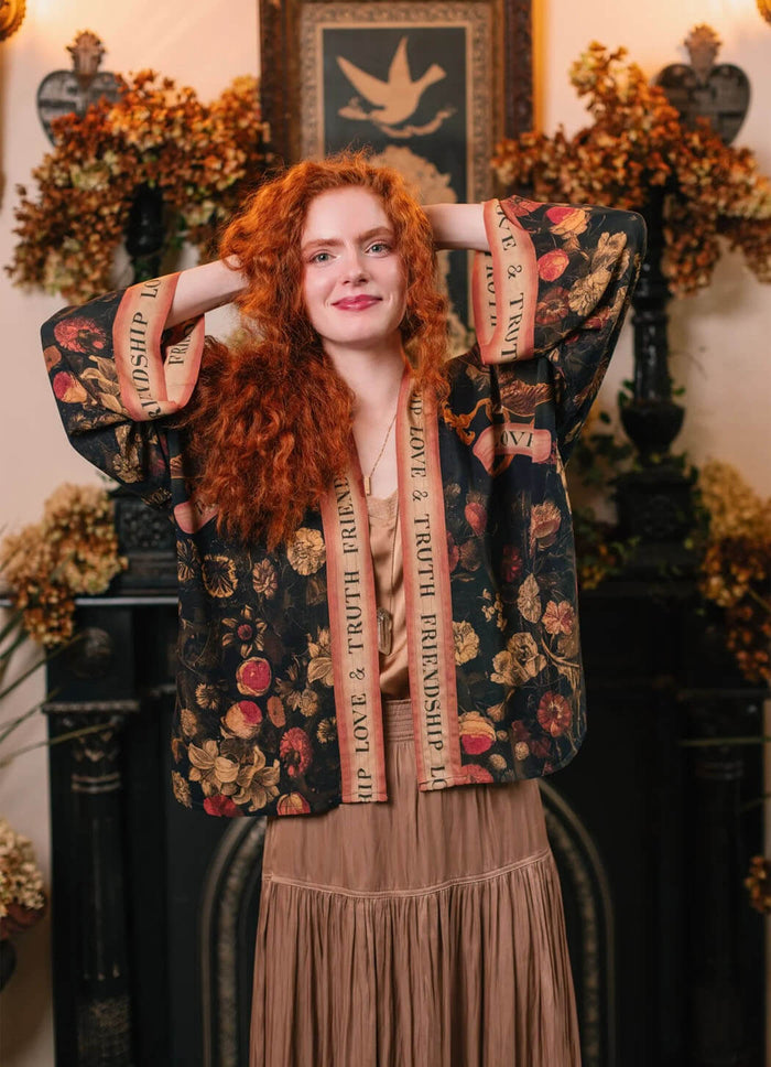 Market of Stars Heart of Gold Pixie Duster Crop Kimono With Sacred Heart