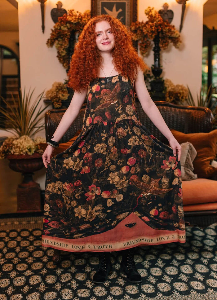 Market of Stars Heart of Gold Boheme Long Maxi Slip Dress With Sacred Heart