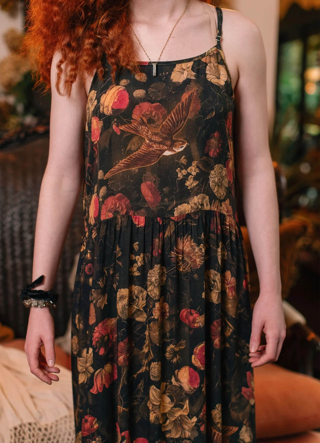 Market of Stars Heart of Gold Boheme Long Maxi Slip Dress With Sacred Heart