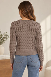 J Society Acid Wash Cable Knit Cardie