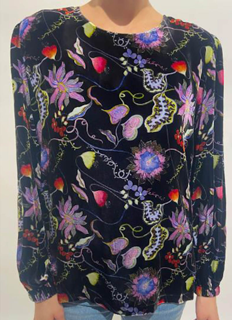 Johnny Was Inva Lucia High Neck Velvet Blouse