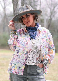 Jaded Gypsy Splash Of Color Embroidered Top