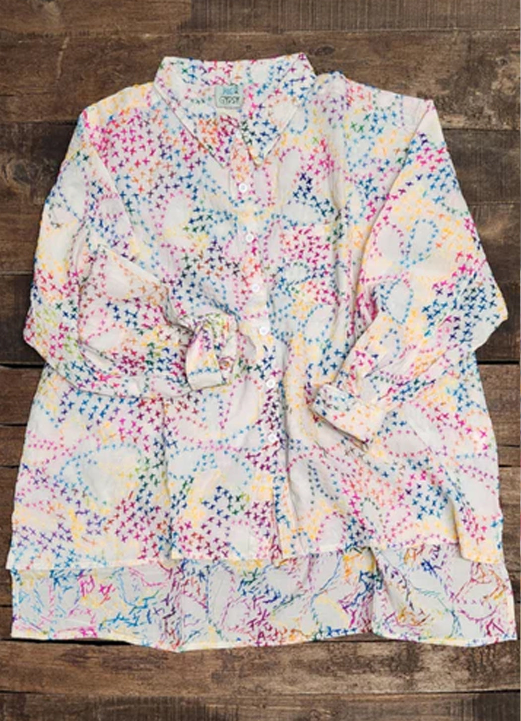 Jaded Gypsy Splash Of Color Embroidered Top