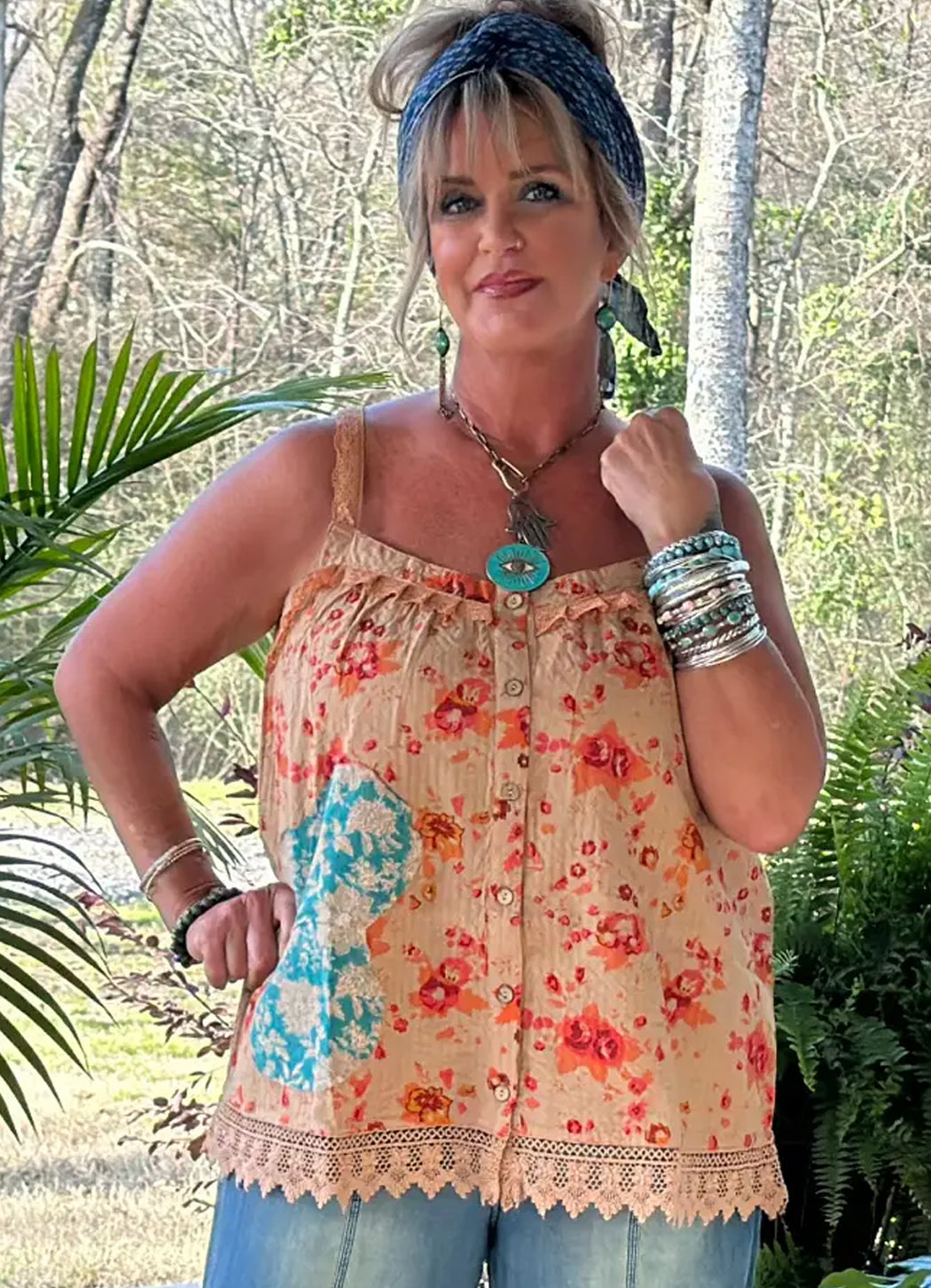 Jaded Gypsy Field Of Flowers Tank
