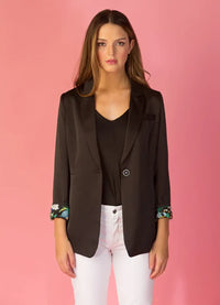 Jessie Liu Satin Jacket with Contrast Lining