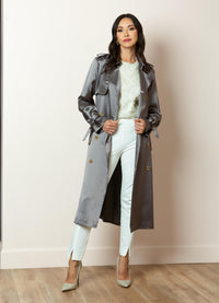 Jessie Liu Satin Trench Coat