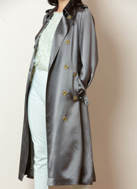 Jessie Liu Satin Trench Coat