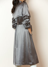 Jessie Liu Satin Trench Coat