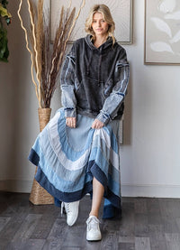 Oli & Hali Washed Knit Denim Mix Hoodie