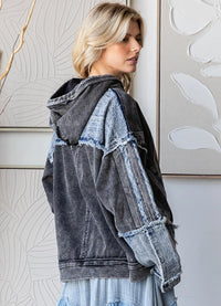 Oli & Hali Washed Knit Denim Mix Hoodie