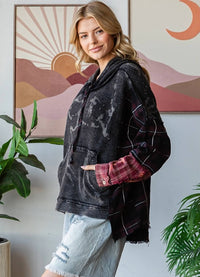 Oli & Hali Washed Fabric Mix Hoodie Top