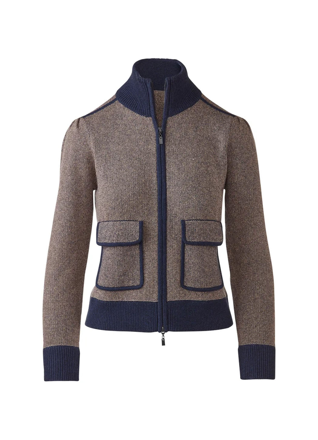 Kinross Tweed Zip Mock Cardigan