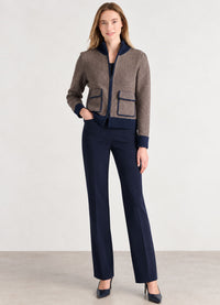 Kinross Tweed Zip Mock Cardigan