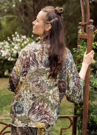 Market of Stars Love Grows Wild Floral Bamboo Cropped Kimono with Bees