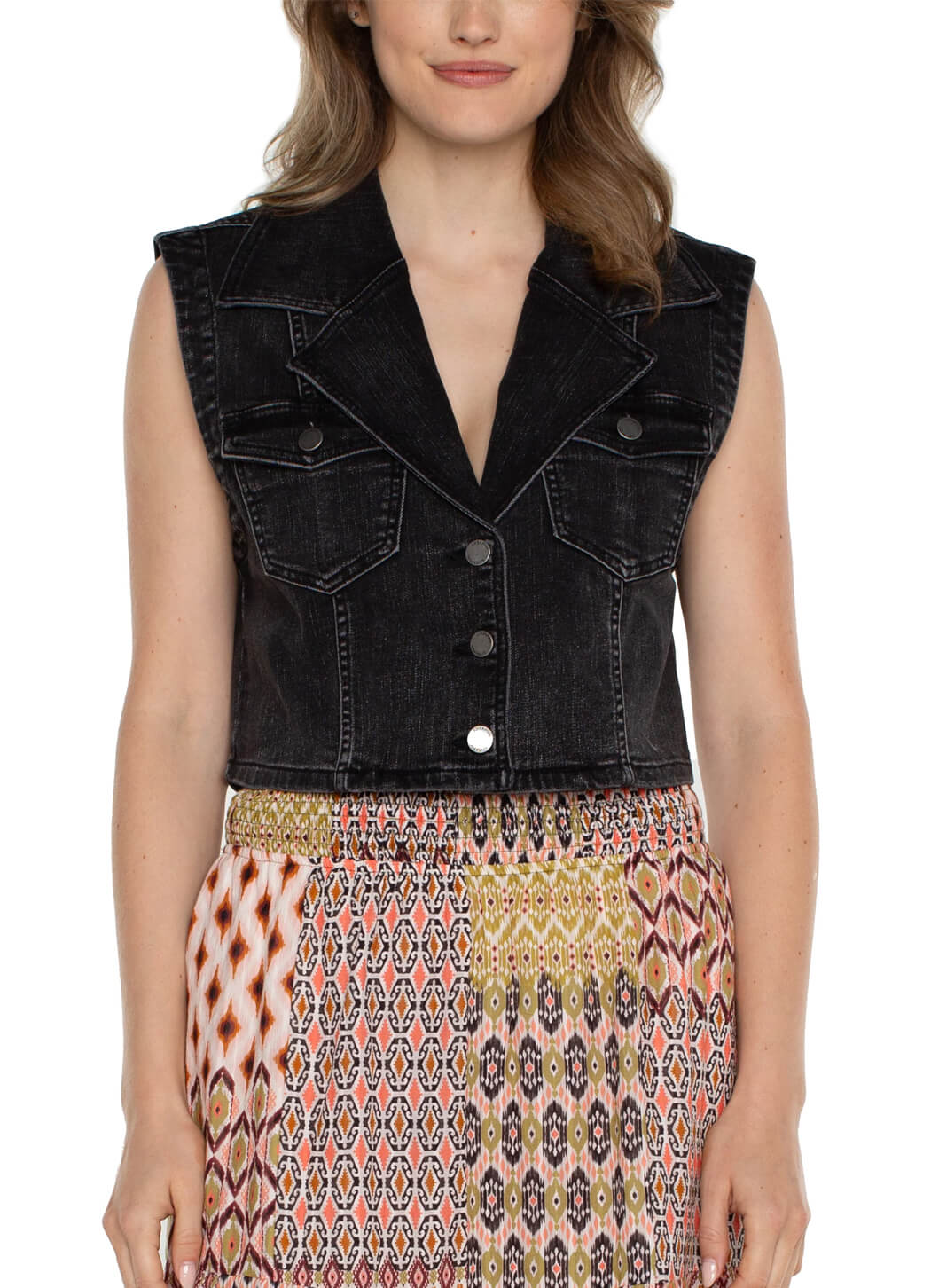 Liverpool Notch Collar Crop Vest