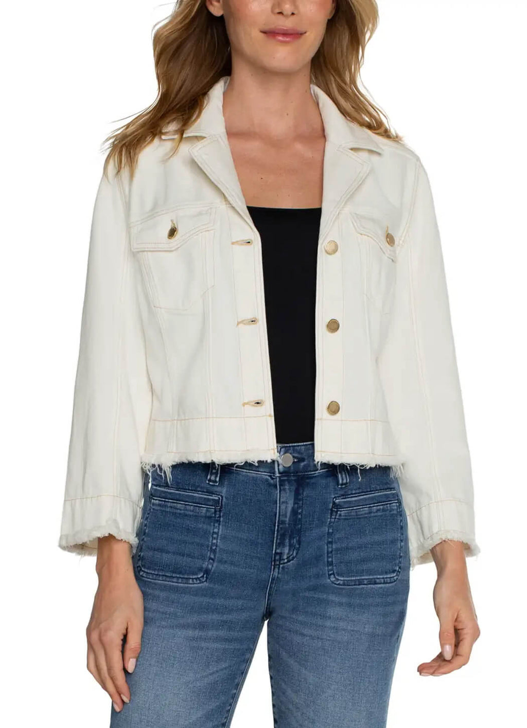 Liverpool Notch Collar Boxy Fray Hem Jacket – Details Direct