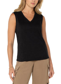 Liverpool Sleeveless V-Neck Knit Top