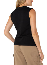 Liverpool Sleeveless V-Neck Knit Top