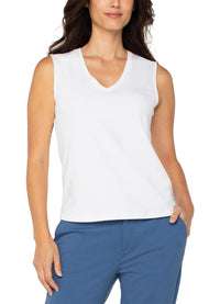 Liverpool Sleeveless V-Neck Knit Top