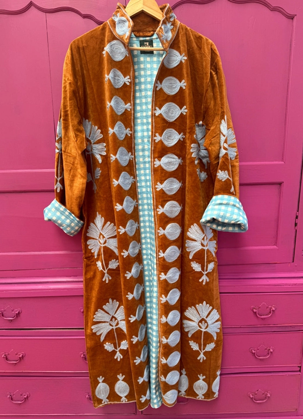 ToutVintage Long Velvet Embroidery Coat