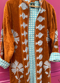 ToutVintage Long Velvet Embroidery Coat