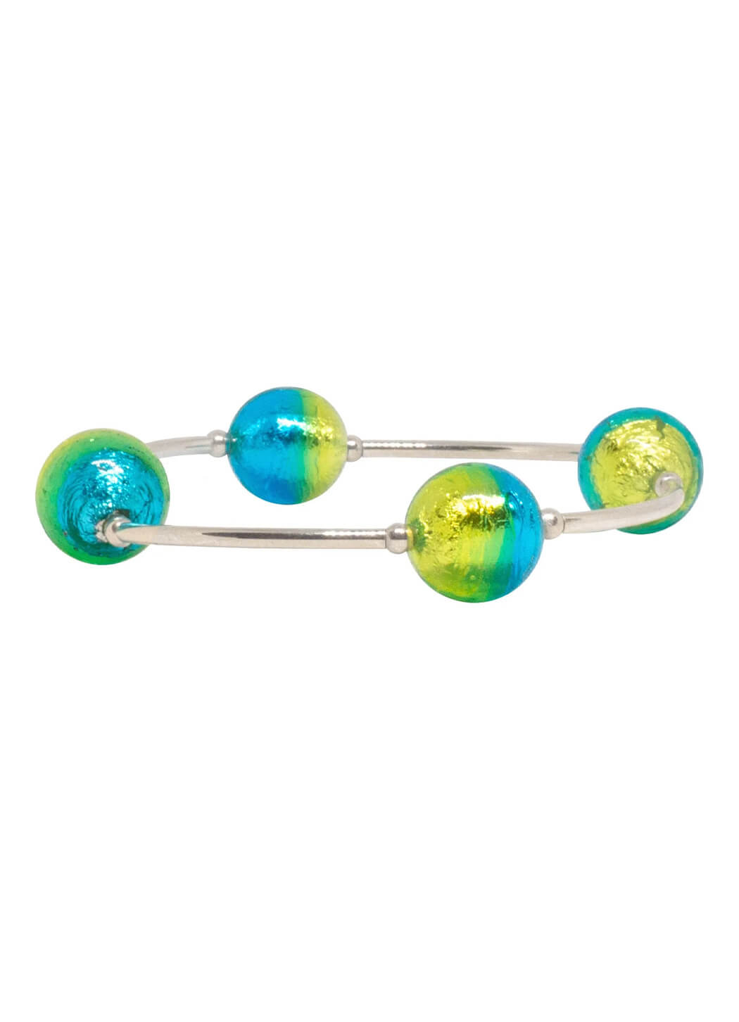 Blessing Bracelet in Island Murano Glass With Sterling Silver Links 12mm Beads