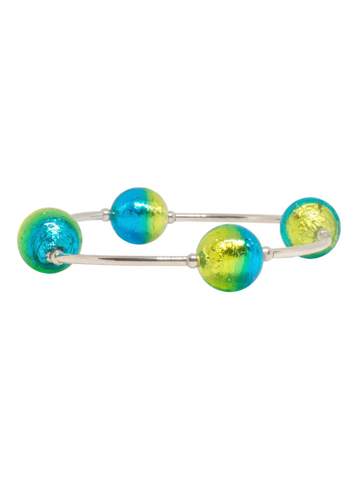 Blessing Bracelet in Island Murano Glass With Sterling Silver Links 12mm Beads