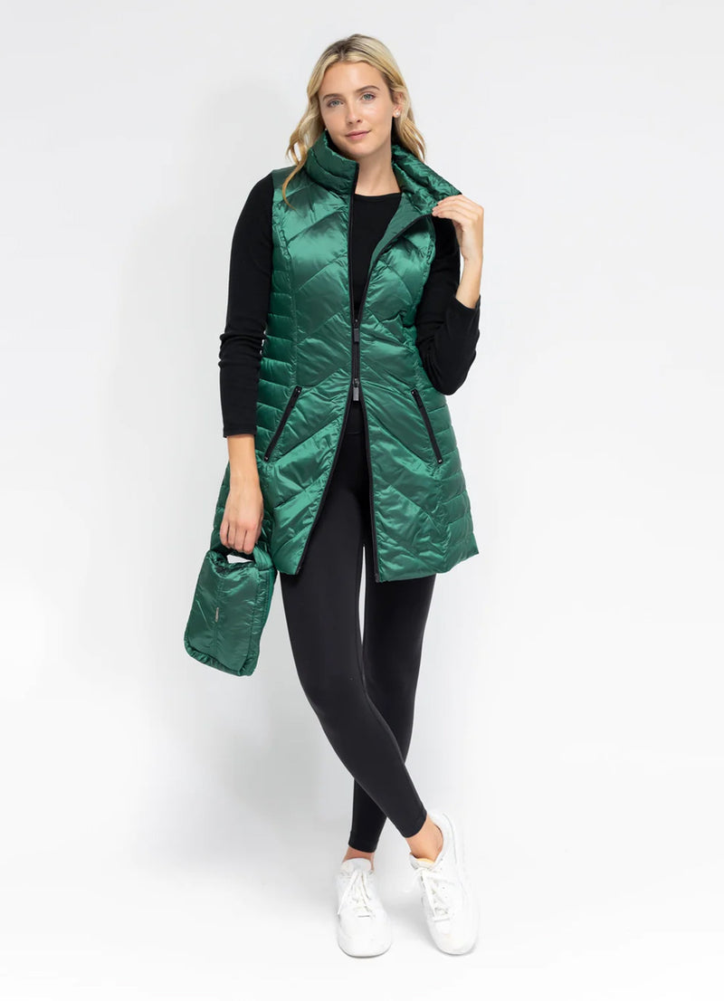 Anorak metallic chevron quilted long vest