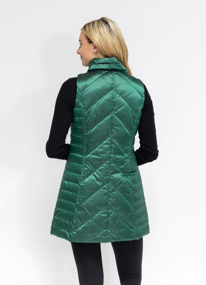 Anorak metallic chevron quilted long vest