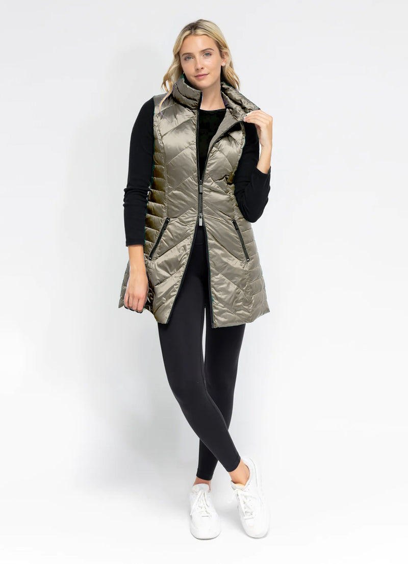 Anorak Waxed Chevron Quilted Long Vest