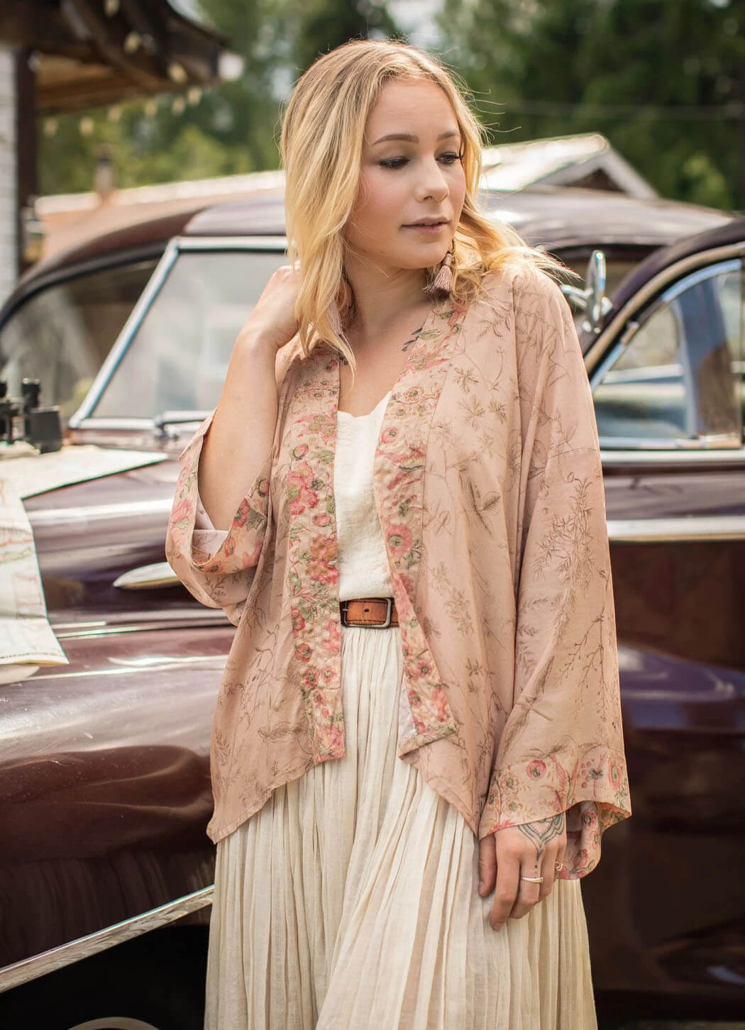 Market of Stars Map of My Heart Pixie Duster Cropped Bamboo Kimono with Hearts