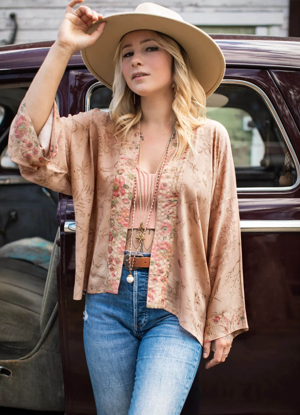 Market of Stars Map of My Heart Pixie Duster Cropped Bamboo Kimono with Hearts