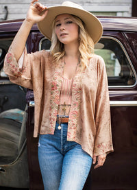 Market of Stars Map of My Heart Pixie Duster Cropped Bamboo Kimono with Hearts