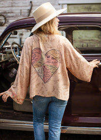Market of Stars Map of My Heart Pixie Duster Cropped Bamboo Kimono with Hearts