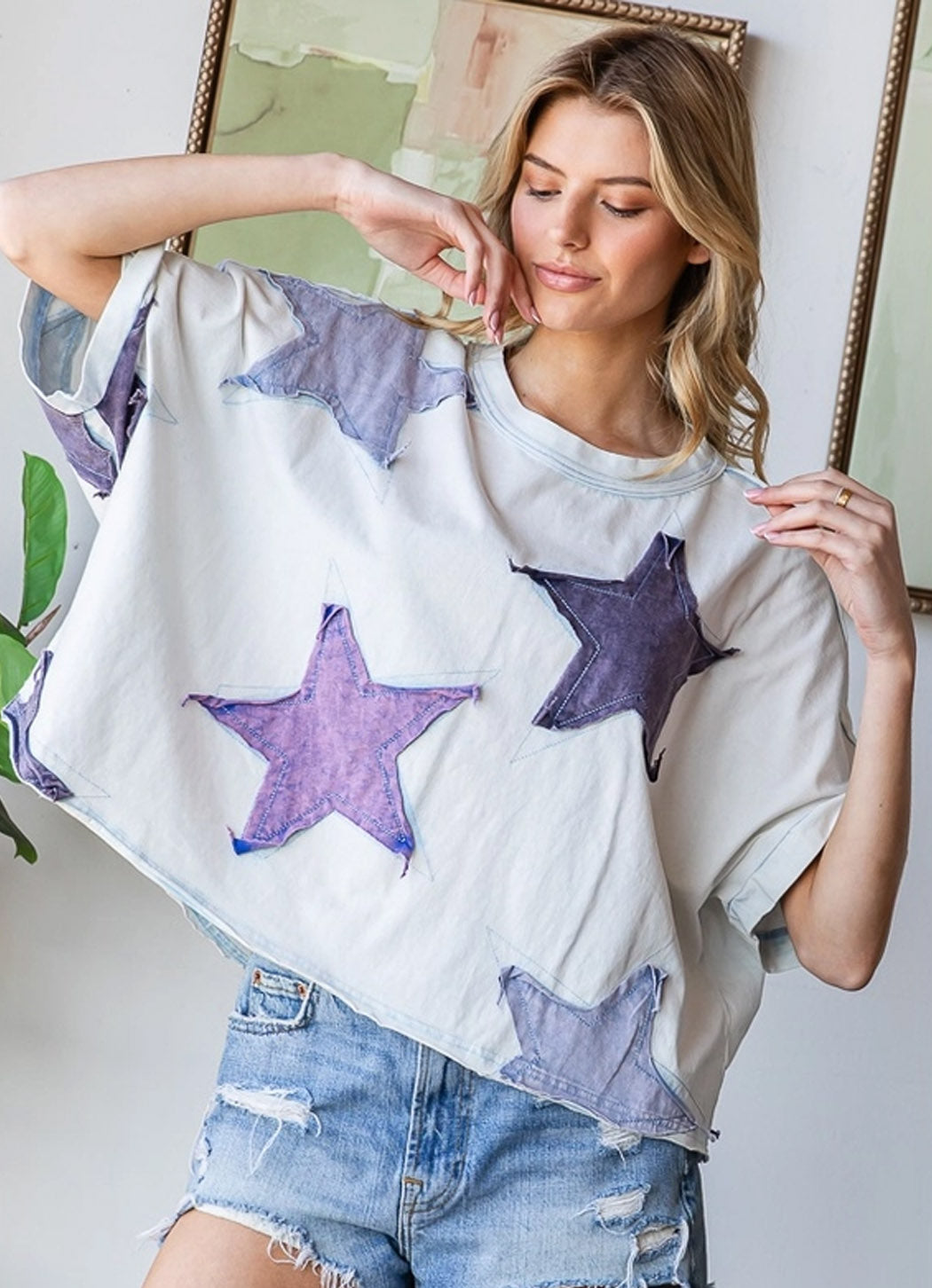 Oli & Hali Star Patchwork Oversized Tee