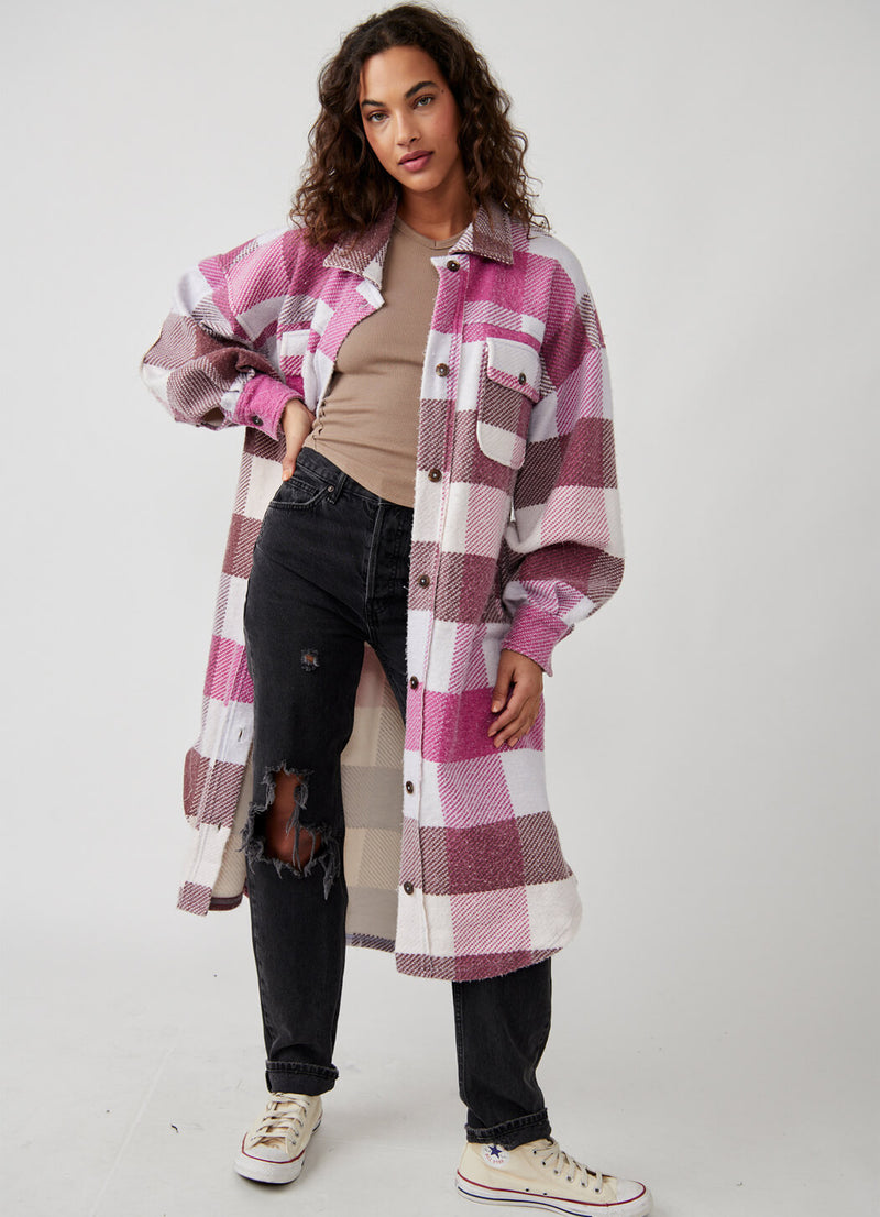 Free People Plaid Long Ruby