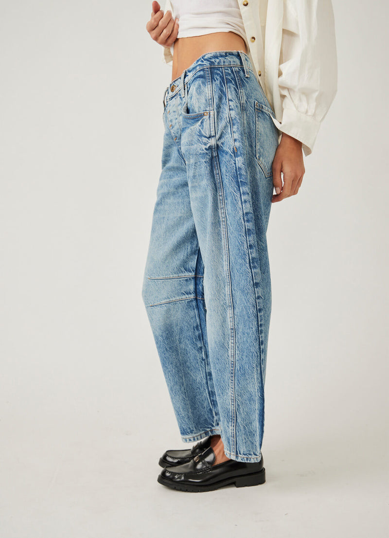 Free People Lucky You Mid Rise Barrel Jean