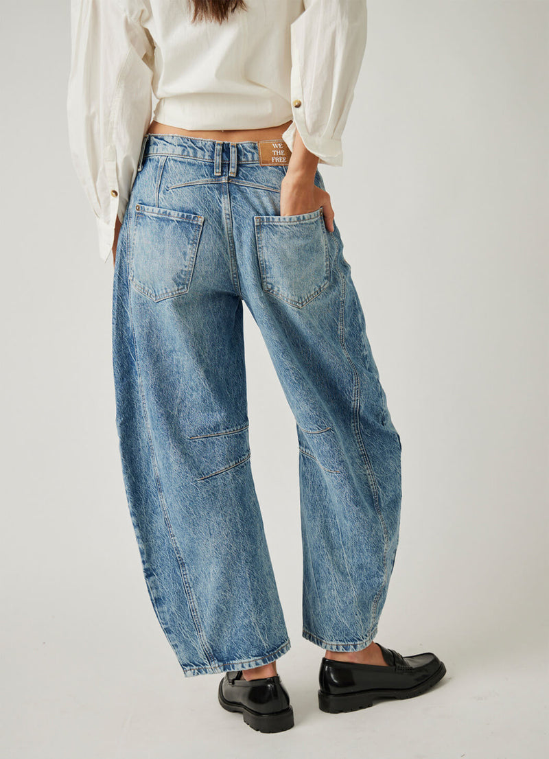 Free People Lucky You Mid Rise Barrel Jean