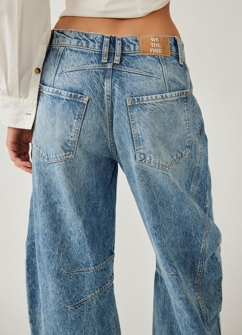 Free People Lucky You Mid Rise Barrel Jean