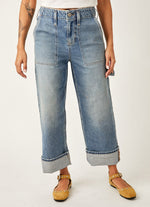 Free People Major Leagues Mid Rise Cuffed Jeans