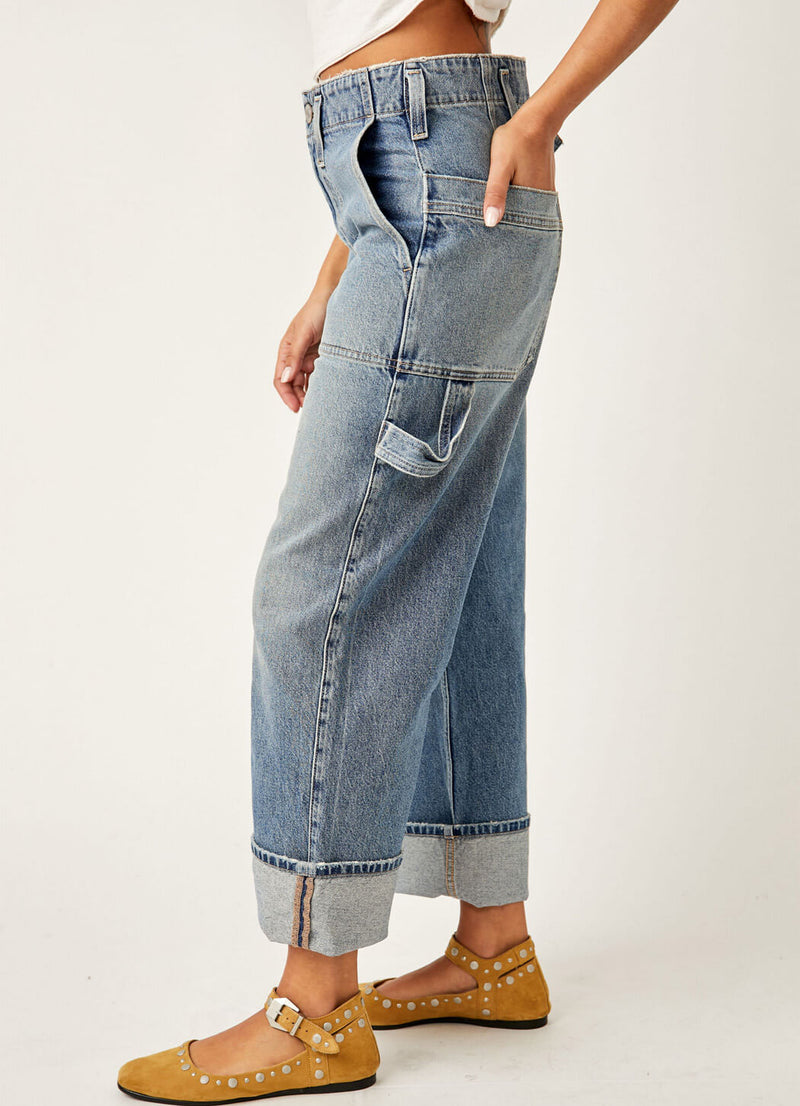 Free People Major Leagues Mid Rise Cuffed Jeans
